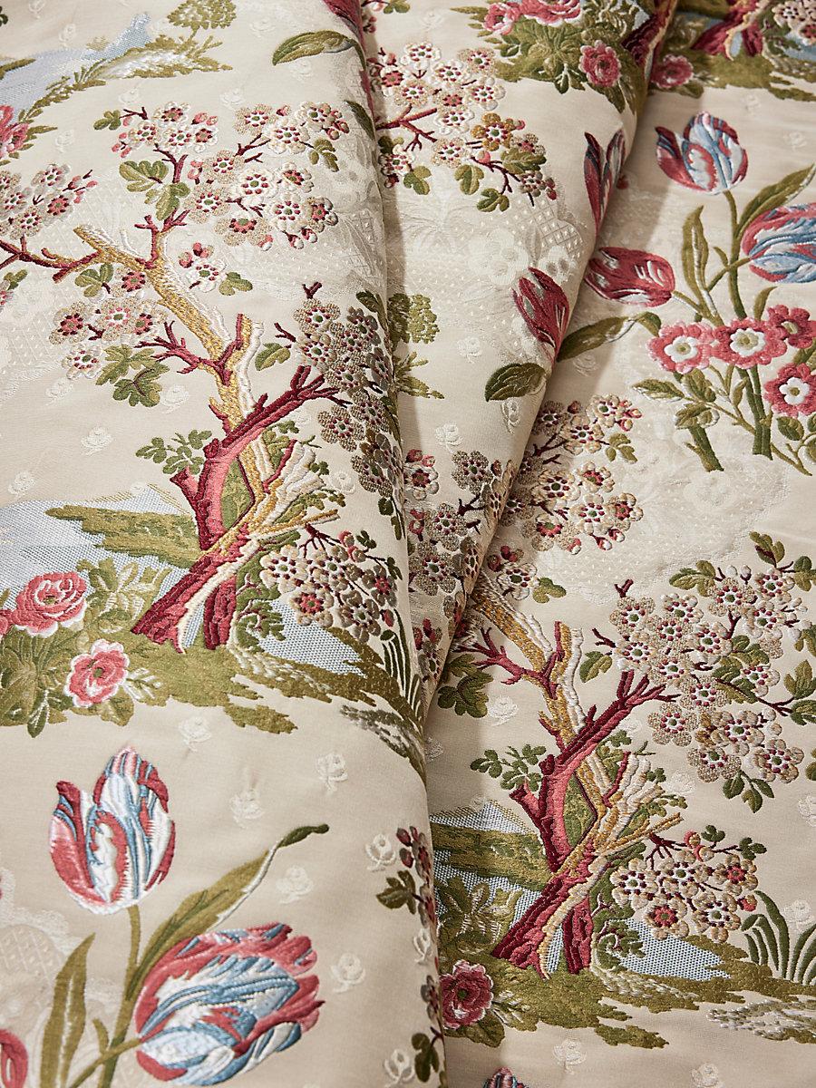 Scalamandre Avignon Brocade Spring On Ivory Fabric
