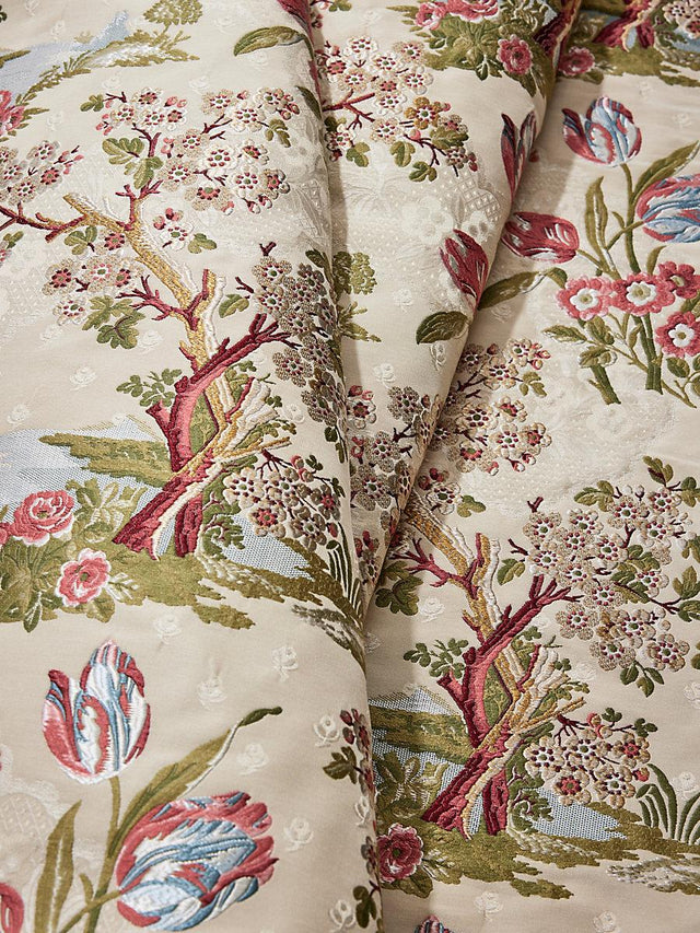 Scalamandre Avignon Brocade Spring On Ivory Fabric