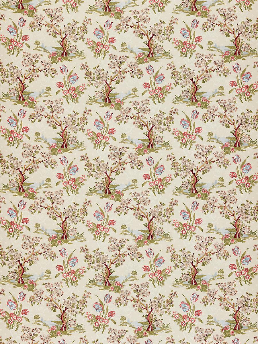 Scalamandre Avignon Brocade Spring On Ivory Fabric