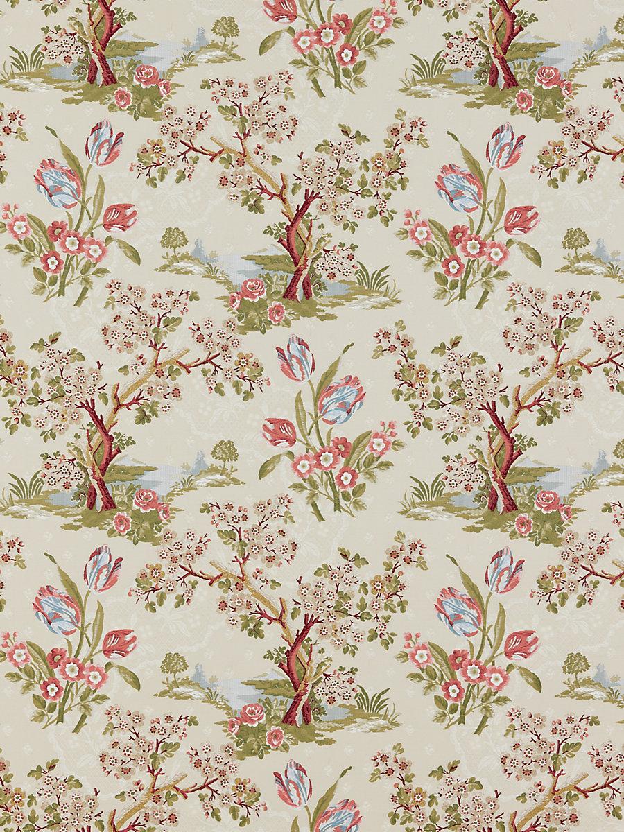 Scalamandre Avignon Brocade Spring On Ivory Fabric