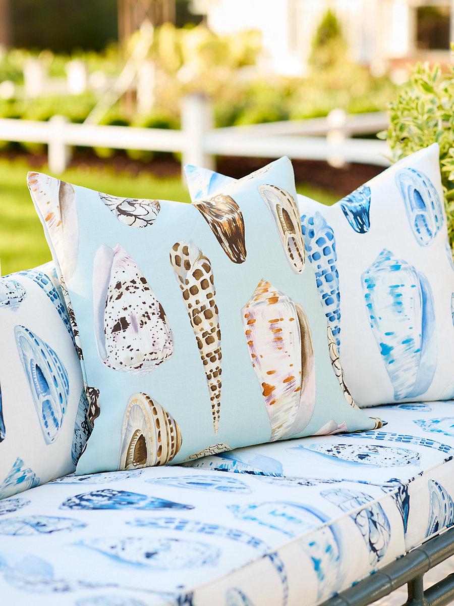 Scalamandre Coquina Outdoor 22 X 22 - Multi On Sea Blue Decorative Pillow