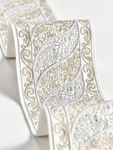 Scalamandre Paisley Embroidered Tape Silver Sand Trim