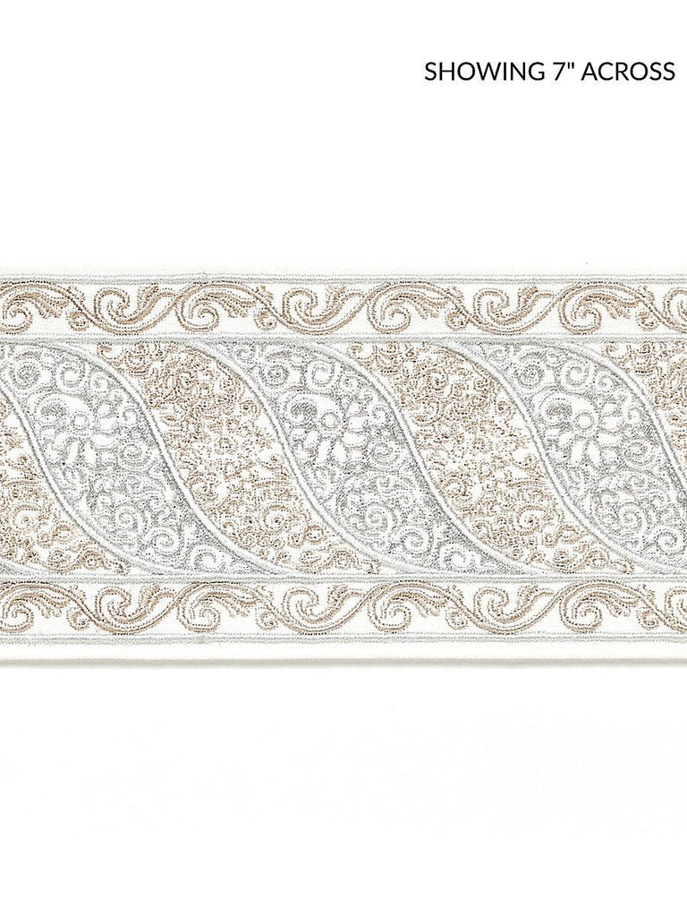 Scalamandre Paisley Embroidered Tape Silver Sand Trim