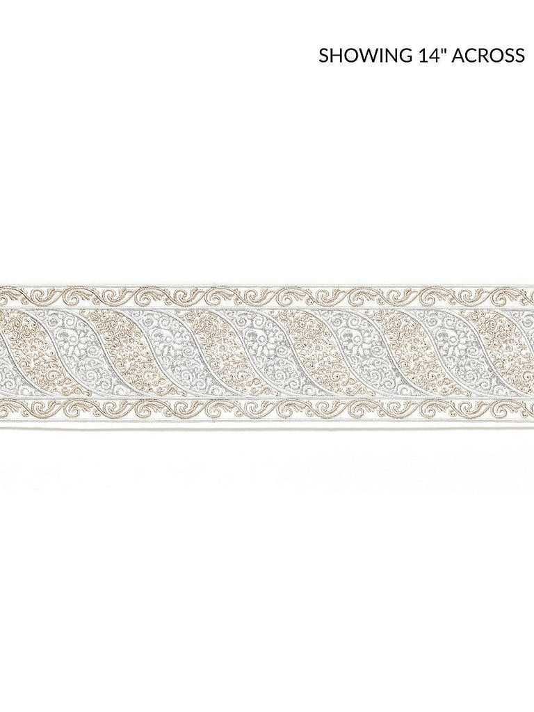 Scalamandre Paisley Embroidered Tape Silver Sand Trim