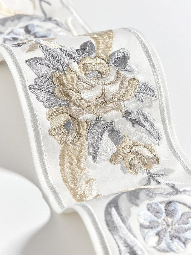 Scalamandre Reine Embroidered Tape Platinum Trim