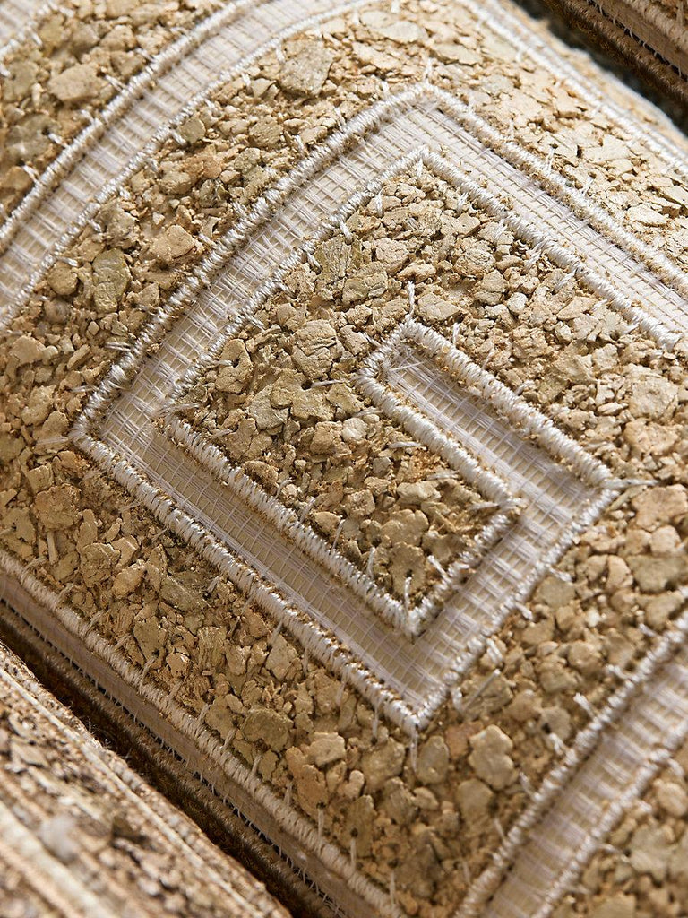 Scalamandre Fret Mosaic Grasscloth Sand Wallpaper