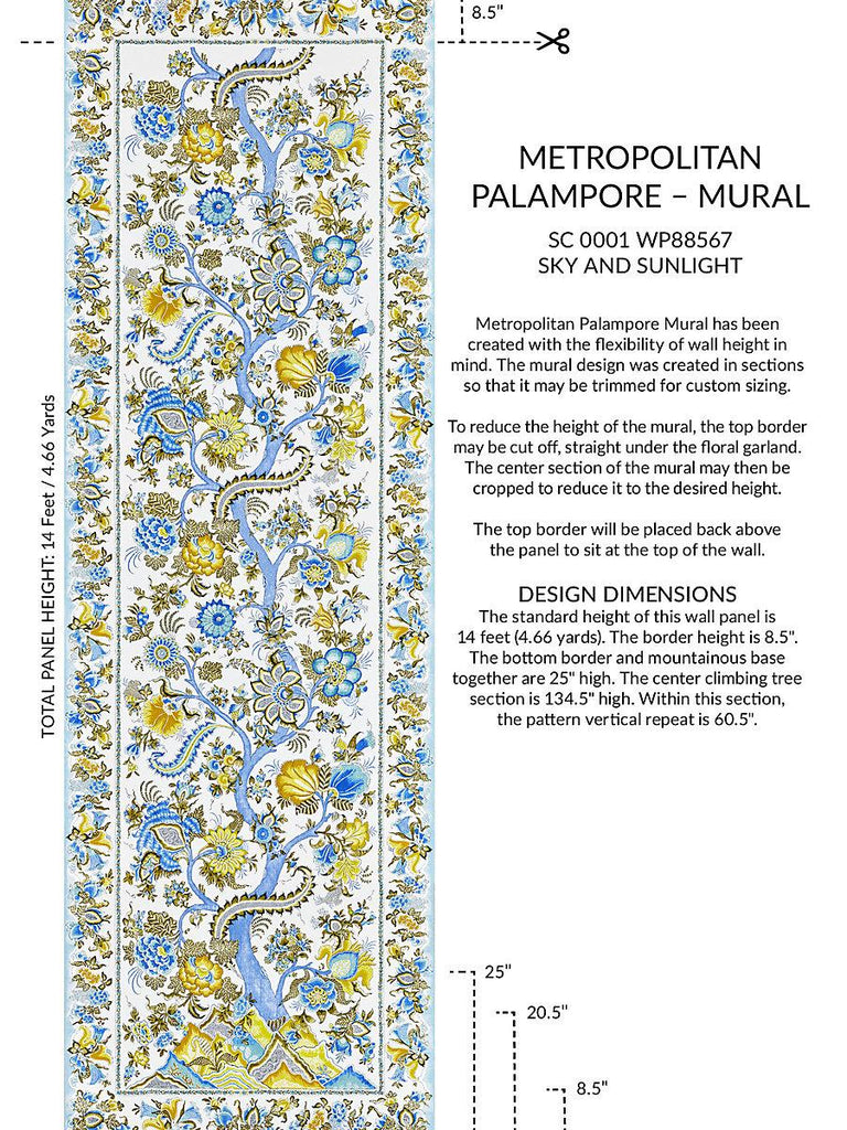 Scalamandre Metropolitan Palampore - Mural Sky And Sunlight Wallpaper