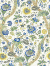 Scalamandre Fleurs Tropicales Blue And Gold Fabric