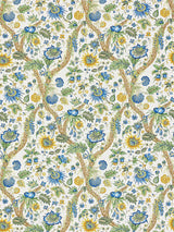 Scalamandre Fleurs Tropicales Blue And Gold Fabric