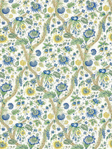 Scalamandre Fleurs Tropicales Blue And Gold Fabric