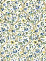 Scalamandre Fleurs Tropicales Blue And Gold Fabric