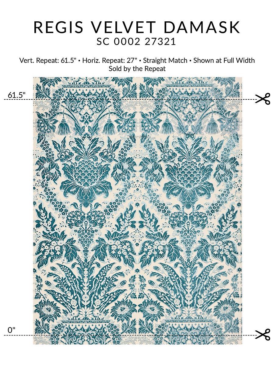 Scalamandre Regis Velvet Damask Azure Fabric