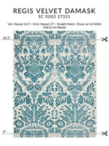 Scalamandre Regis Velvet Damask Azure Fabric