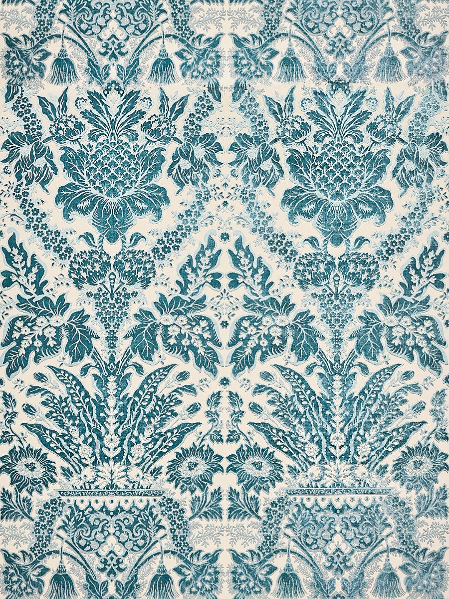 Scalamandre Regis Velvet Damask Azure Fabric