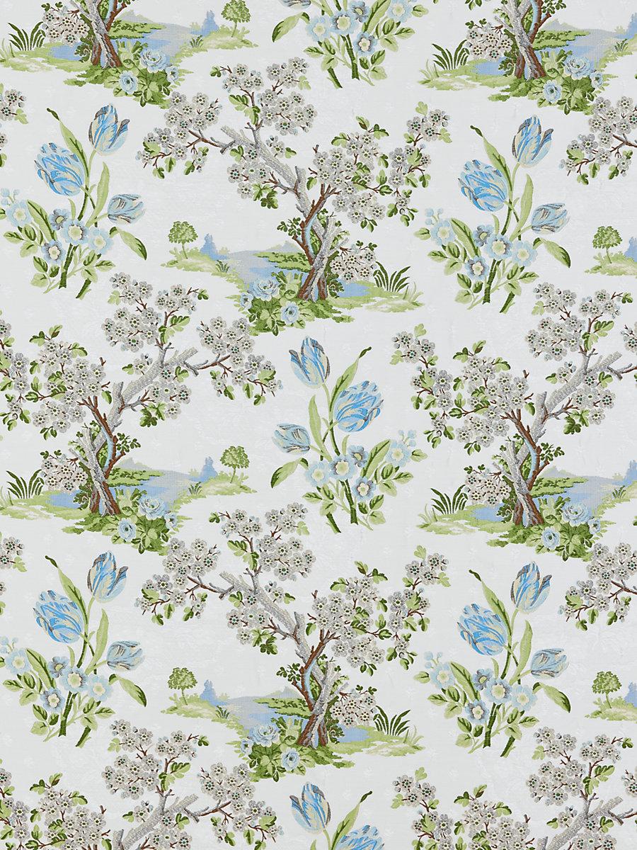 Scalamandre Avignon Brocade Porcelain On White Fabric