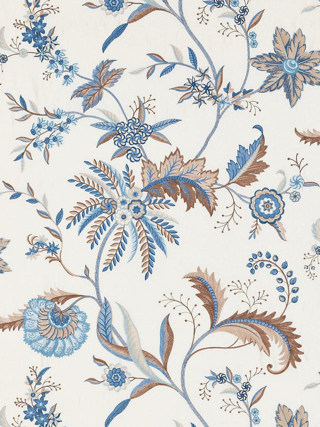 Scalamandre Seraphine Embroidered Silk Sky And Stone Fabric