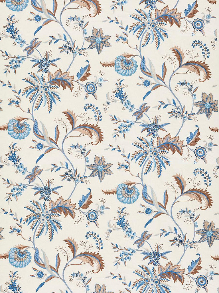 Scalamandre Seraphine Embroidered Silk Sky And Stone Fabric