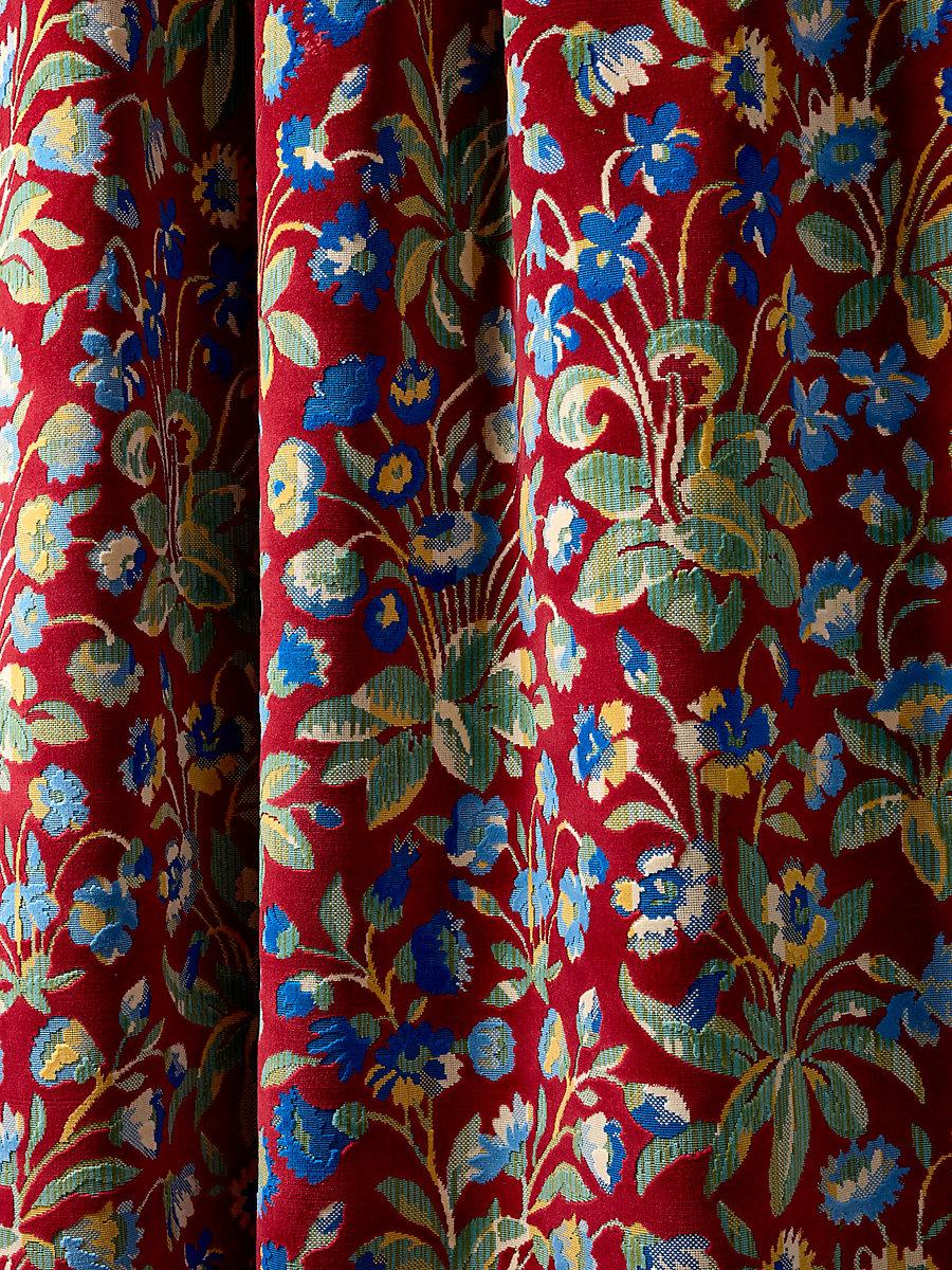 Scalamandre Millefleur Velvet Ruby Cobalt Fabric
