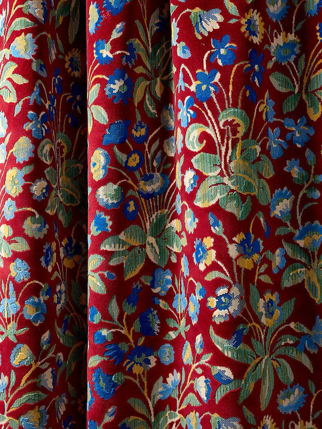 Scalamandre Millefleur Velvet Ruby Cobalt Fabric
