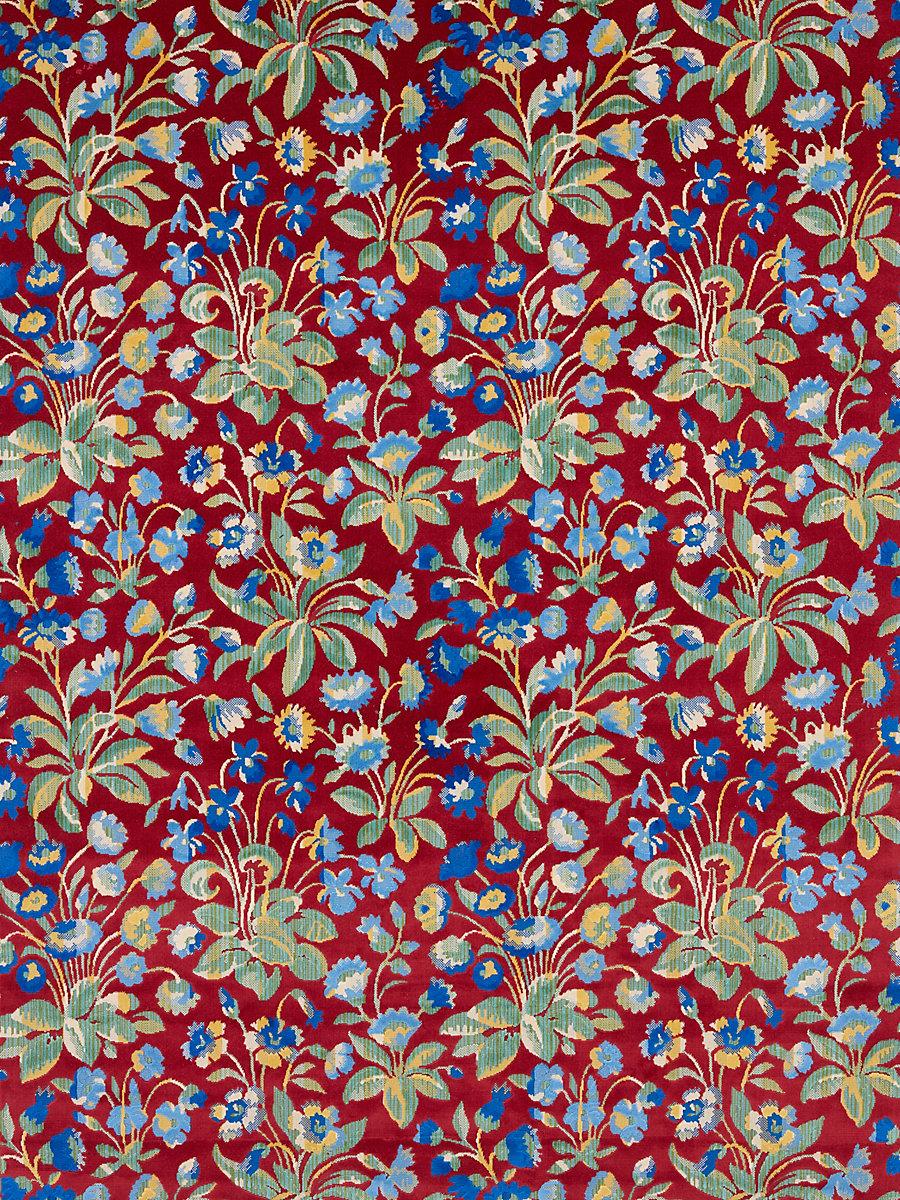 Scalamandre Millefleur Velvet Ruby Cobalt Fabric