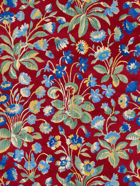 Scalamandre Millefleur Velvet Ruby Cobalt Fabric