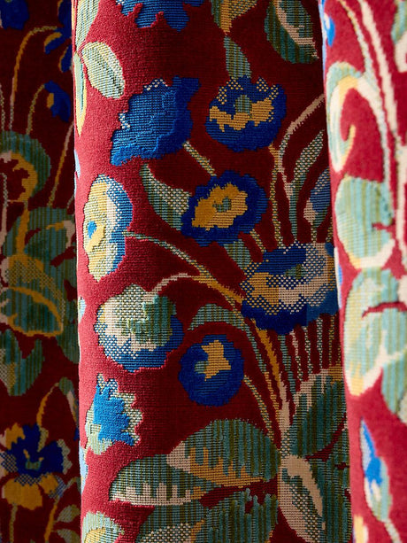 Scalamandre Millefleur Velvet Ruby Cobalt Fabric