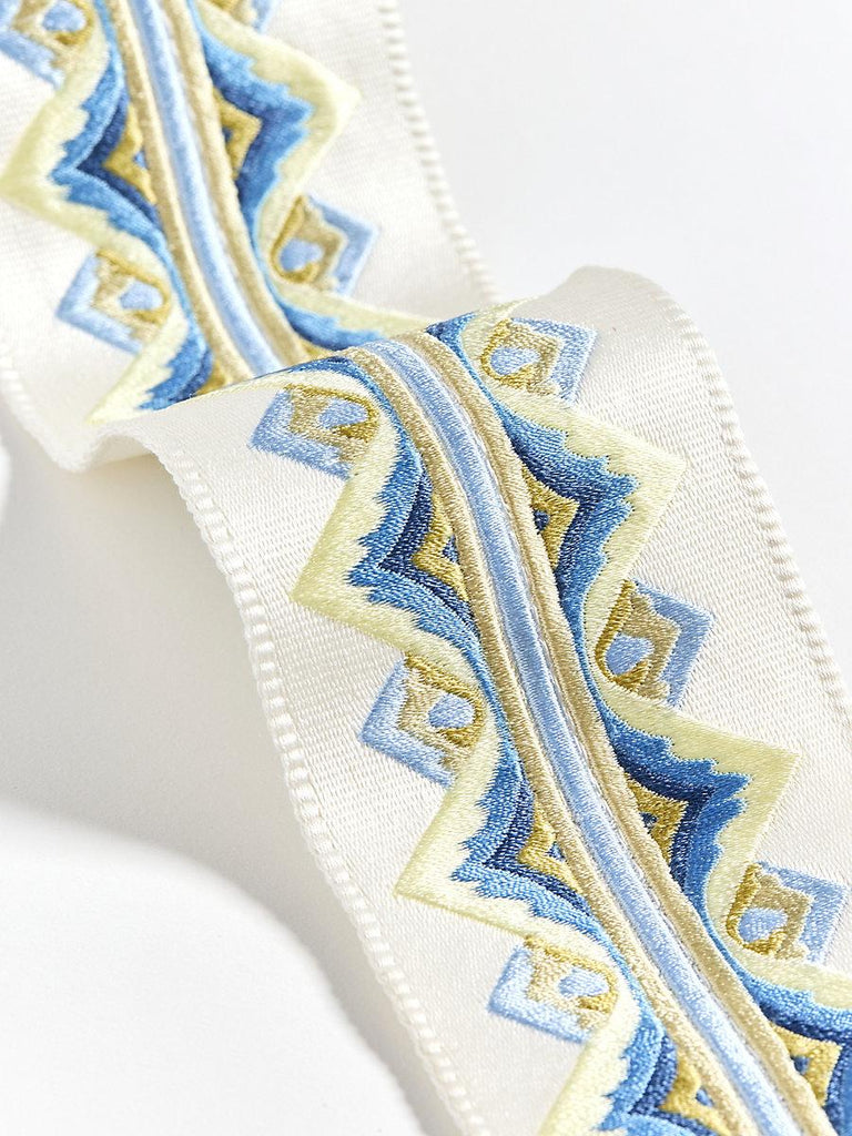 Scalamandre Flamme Embroidered Tape Blue And Yellow Trim