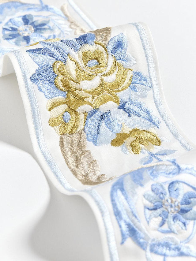 Scalamandre Reine Embroidered Tape Gold And Blue Trim