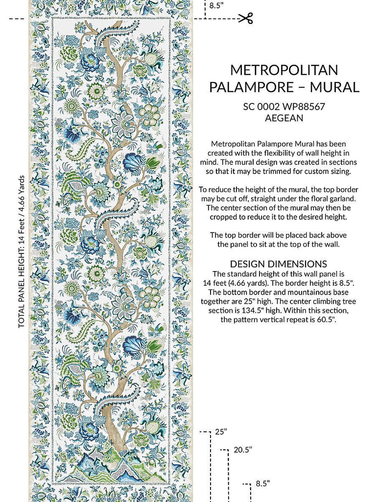 Scalamandre Metropolitan Palampore - Mural Aegean Wallpaper