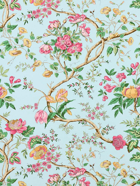 Scalamandre Persephone Print Spring Sky Fabric
