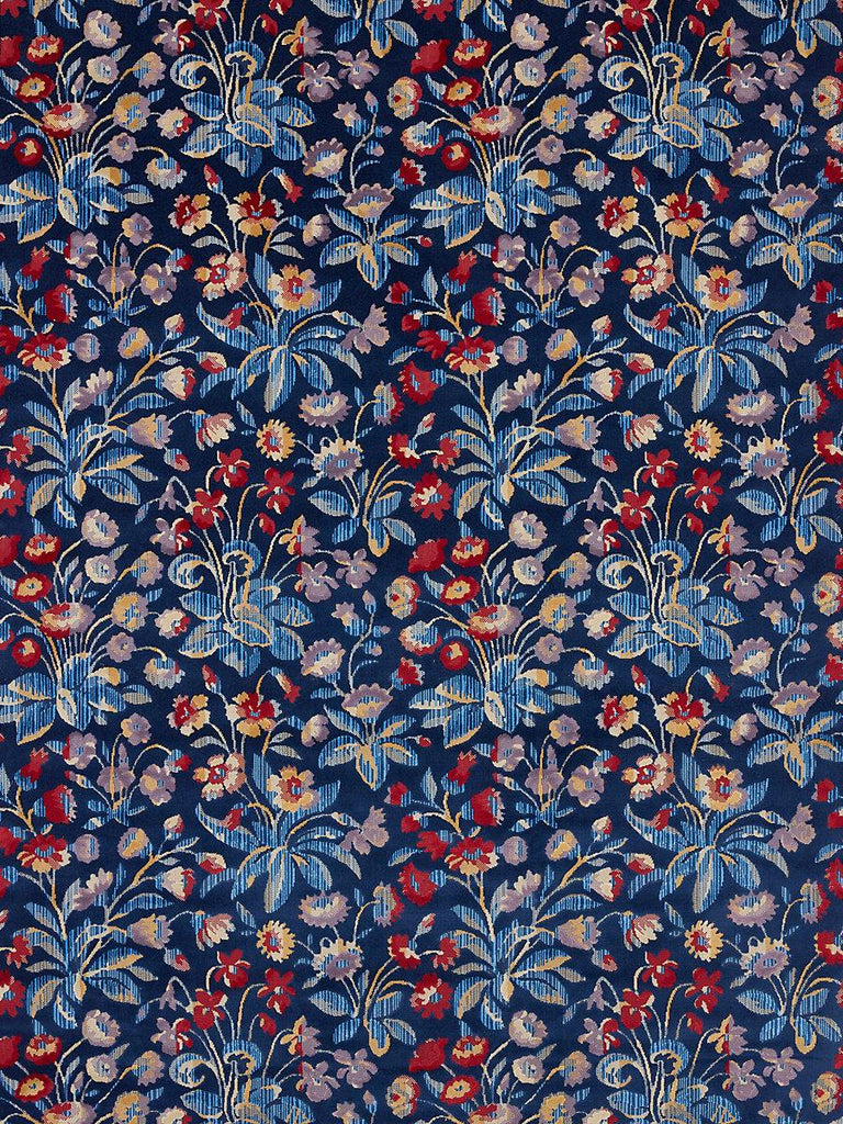 Scalamandre Millefleur Velvet Navy Lilac Fabric