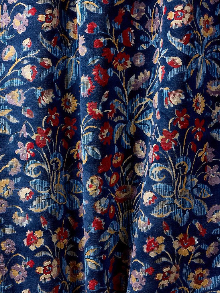 Scalamandre Millefleur Velvet Navy Lilac Fabric
