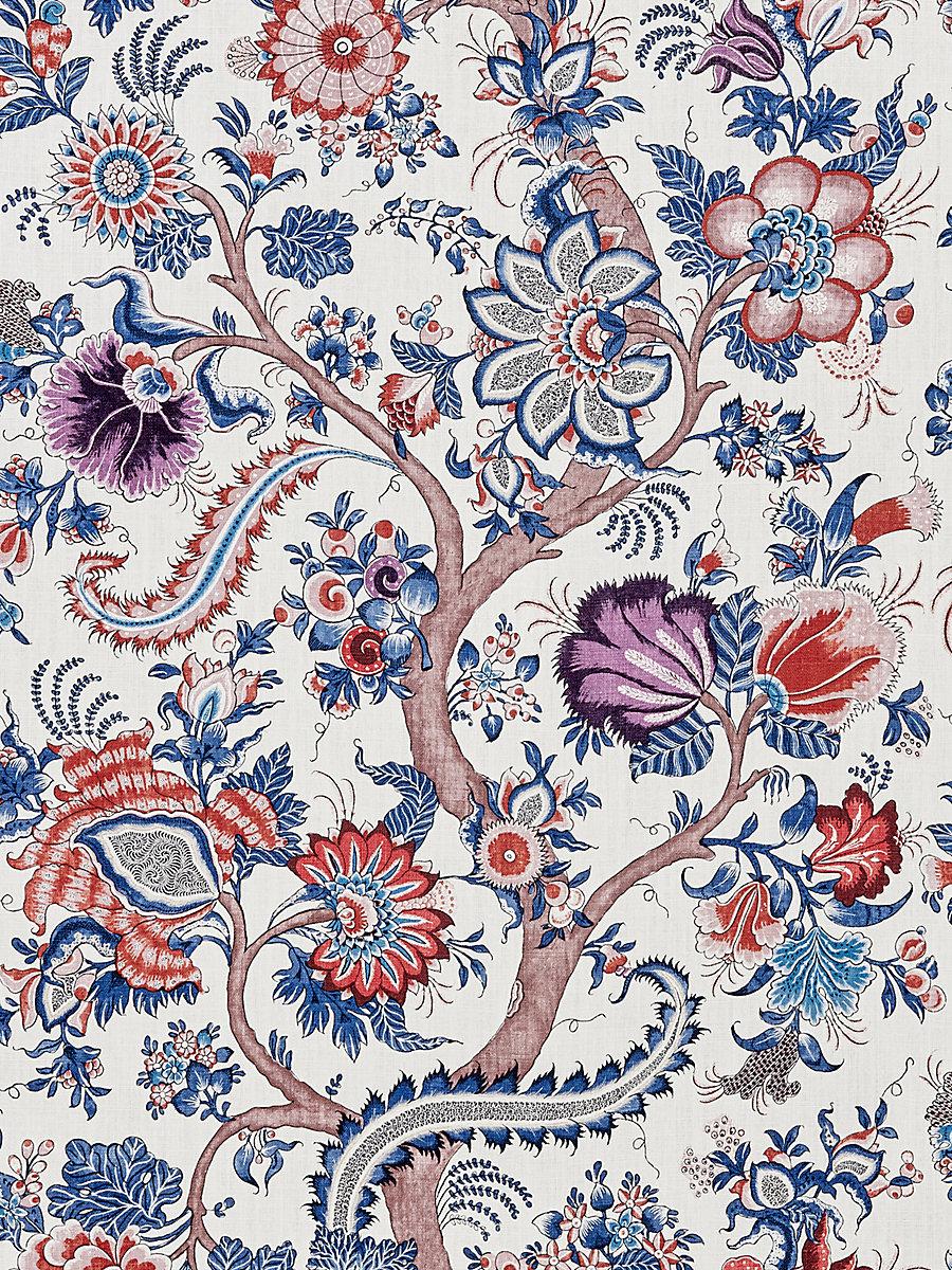 Scalamandre Metropolitan Palampore Print Red Multi Fabric