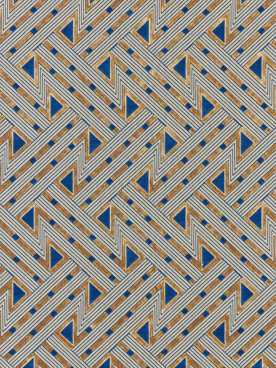 Scalamandre Kasai Velvet Blue And Gold Fabric
