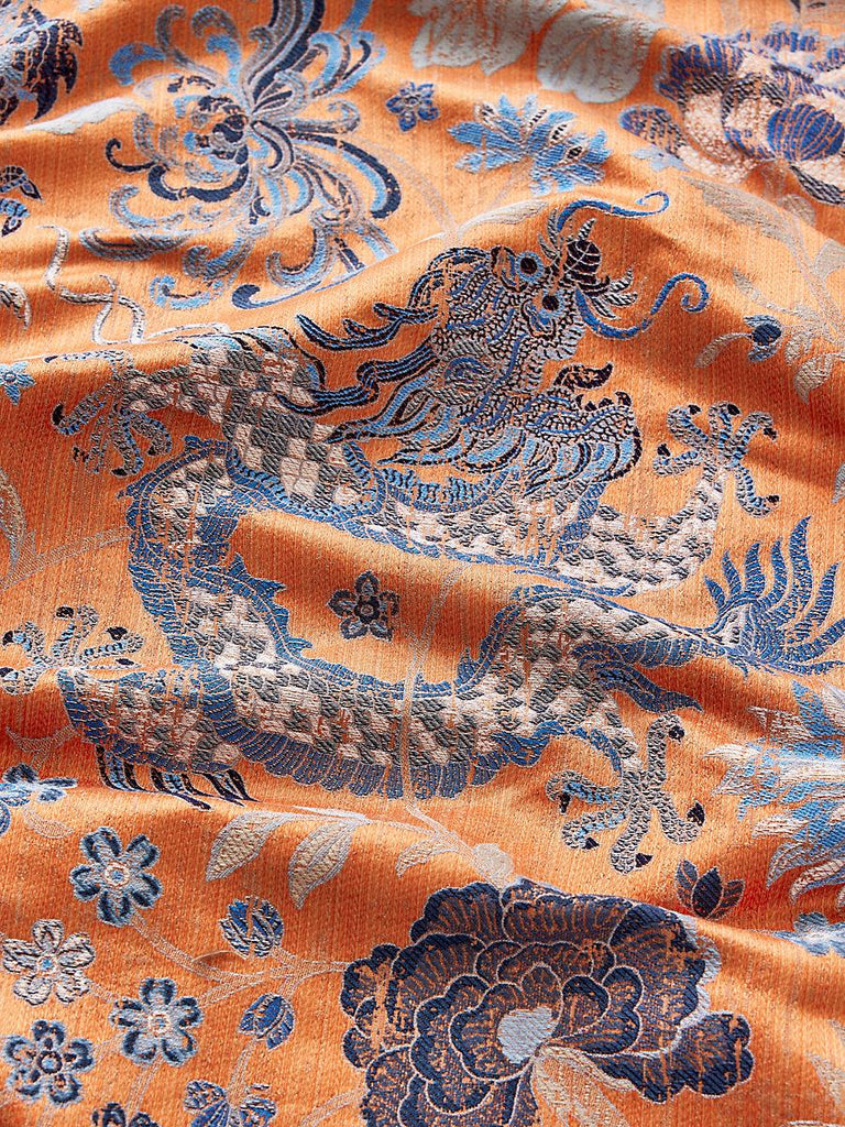 Scalamandre Dragon Tableau Persimmon Blue Fabric
