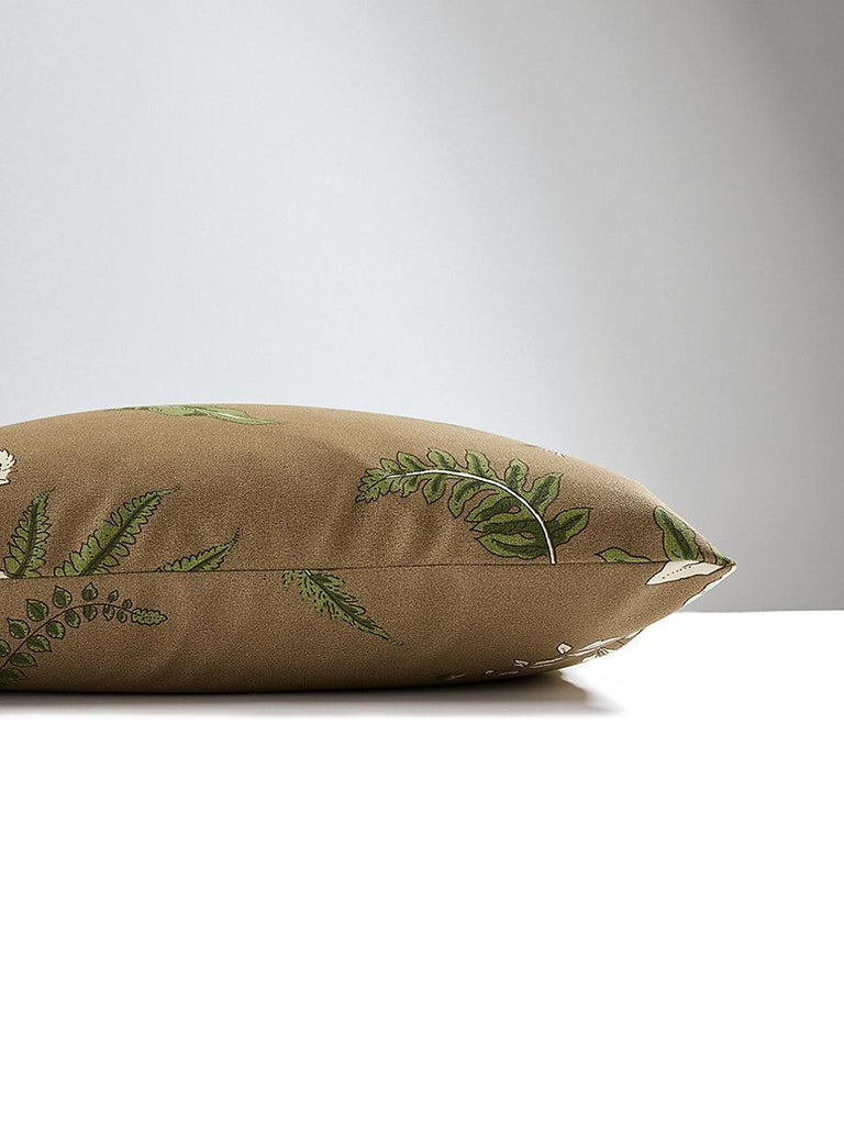 Scalamandre Elsie De Wolfe Outdoor Square - Greens On Brown Pillow