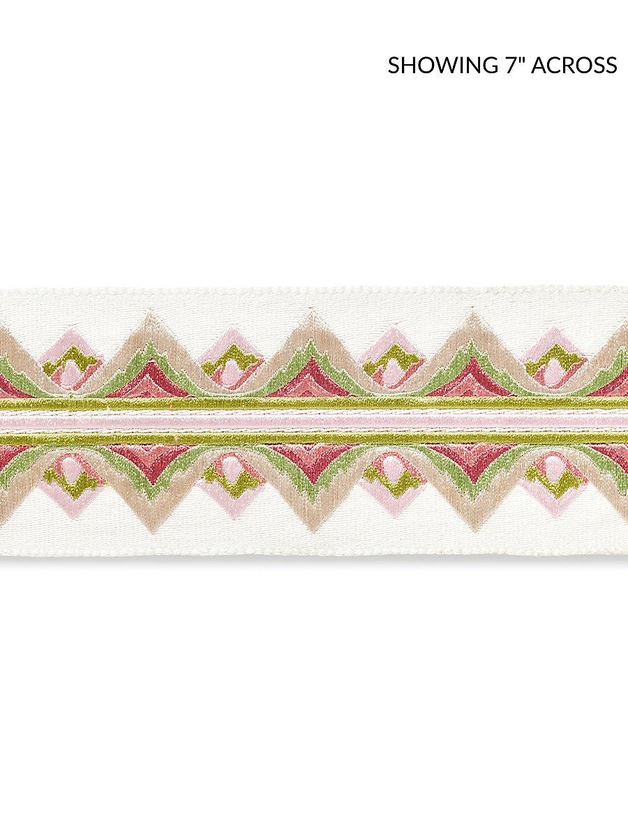 Scalamandre Flamme Embroidered Tape Pink And Green Trim