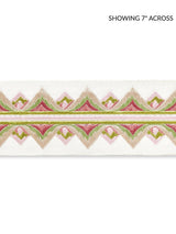 Scalamandre Flamme Embroidered Tape Pink And Green Trim