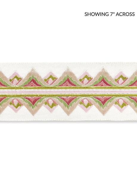 Scalamandre Flamme Embroidered Tape Pink And Green Trim