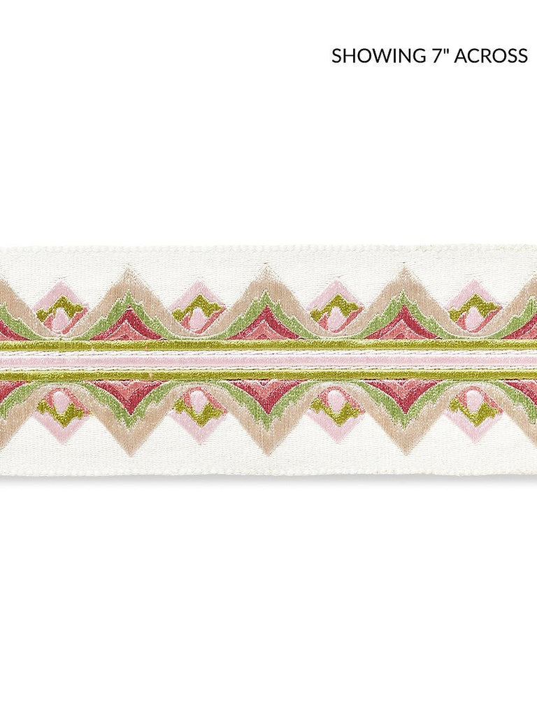 Scalamandre Flamme Embroidered Tape Pink And Green Trim
