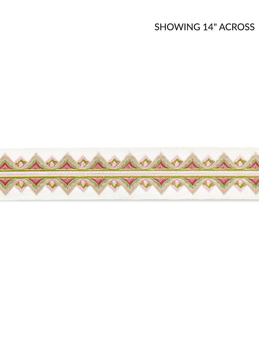 Scalamandre Flamme Embroidered Tape Pink And Green Trim