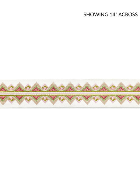 Scalamandre Flamme Embroidered Tape Pink And Green Trim