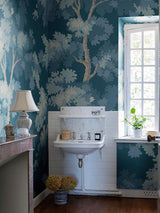 Scalamandre Raphael Forest | Mural Midnight Blue Wallpaper