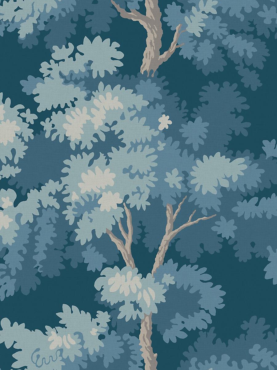 Scalamandre Raphael Forest | Mural Midnight Blue Wallpaper