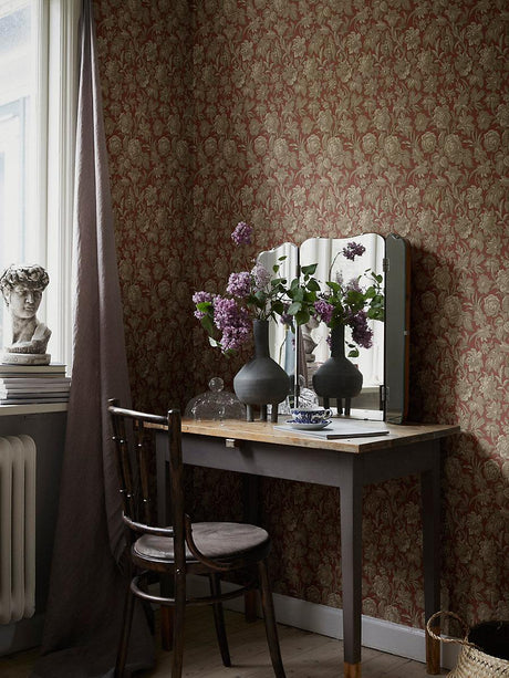 Scalamandre Valentin Ruby Red Wallpaper