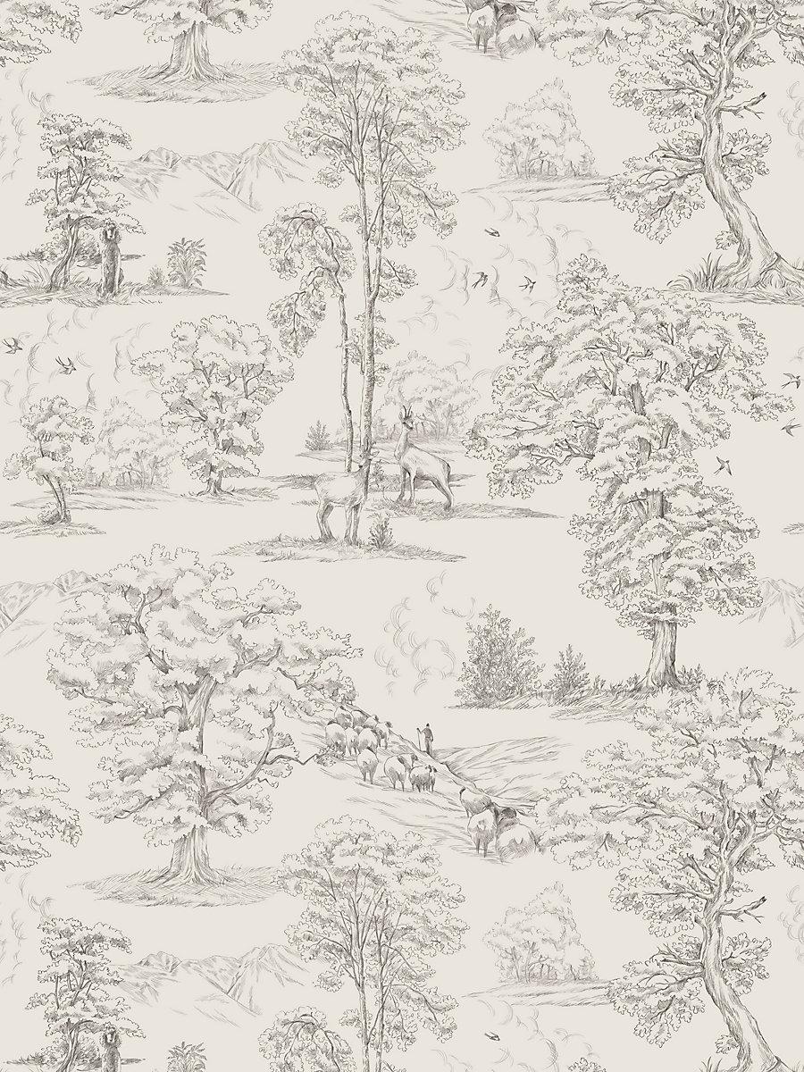 Scalamandre Montfort Graphite Wallpaper