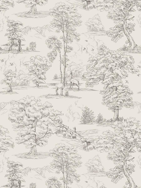 Scalamandre Montfort Graphite Wallpaper