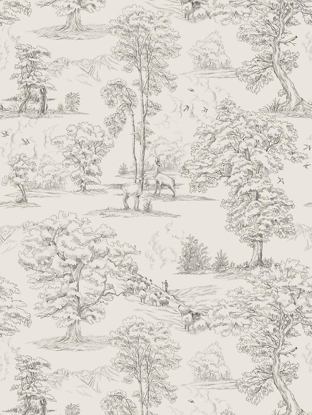 Scalamandre Montfort Graphite Wallpaper