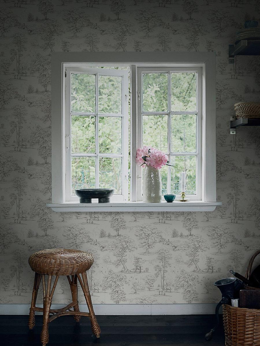 Scalamandre Montfort Graphite Wallpaper