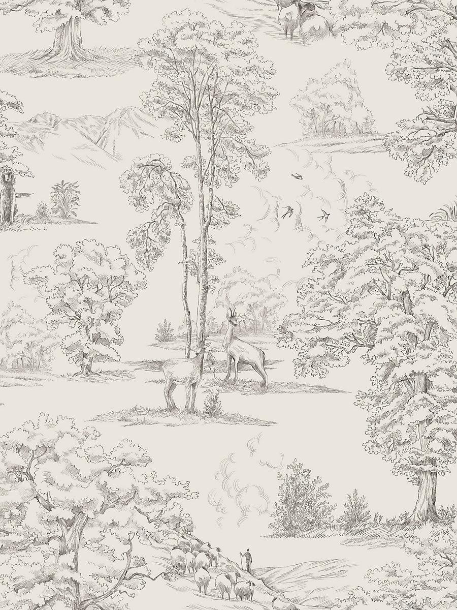 Scalamandre Montfort Graphite Wallpaper